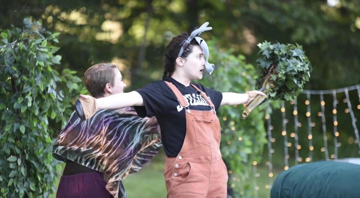 A Midsummer Night's Dream ensemble outdoors